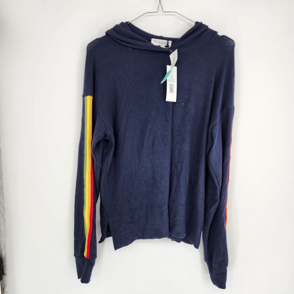 Michael Strars Navy Blue Medium‎ Taryn Track Stripe Sweatshirt NWT